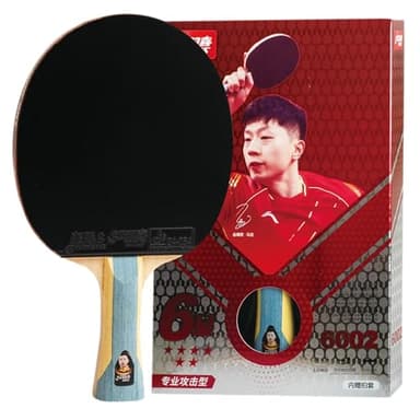 DHS Sports 6 Star Table Tennis Racket H6002 - Shakehand, ITTF Approved Paddle, Advanced, 5 Ply Wood, Thicker Core, Hurricane 8 and Tin Arc Rubbers