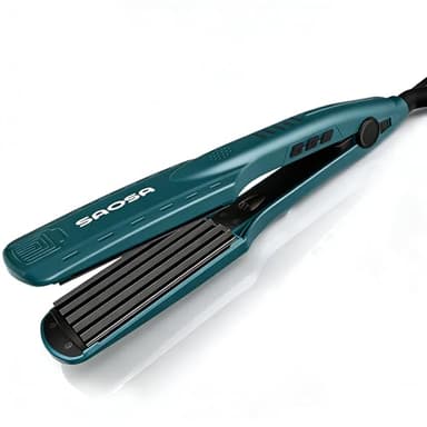 SAOSA Hair Crimper - Ceramic Tourmaline Crimping Iron with 5 Temp Settings, Anti-Frizz Volumizing Crimper Hair Tool for Textured Crimp, Suitable for All Hair Types (Turquoise)