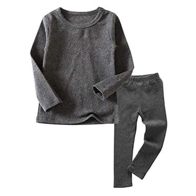 JWWN Toddler Boys Girls Long Johns Thermal Underwear Set 2PC Crewneck Tops and Bottom Kids Pajamas Warm Jammies,(Gray,3T)