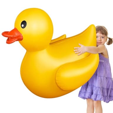 Hungdao 1 Pack 4 Feet Giant Inflatable Duck Huge Rubber Duck Large Blow up Pool Float for Summer Beach Swimming Pool Carnival Birthday Party Parade Decoration (Yellow)