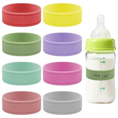 8PCS Silicone Baby-Bottles-Labels for Daycares Writable & Bottles Label Reusable, Bottle Bands for Daycare for Write Name/Date Labels for Baby Bottle Name Bands Anti-Slip