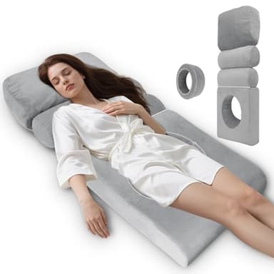 HOMCA BBL Bed After Surgery for Sleeping, Ergonomic BBL Pillow After Surgery with Hole, High Density Foam Brazilian Butt Lift Recovery Pillow with Removable Cover, BBL Recovery Must Haves(67x22x6.3in)