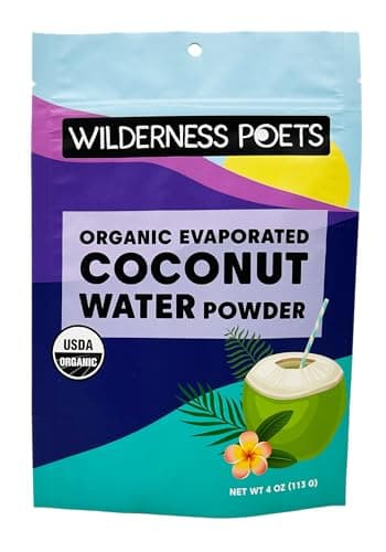 Wilderness Poets, Organic Evaporated Coconut Water Powder - 100% Coconut Water Powder - No Maltodextrin, No Fillers, No Additives - 1 Ingredient - Instant Mix (4 Ounce)