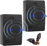 2Pack Ultrasonic Bat Repellent Outdoor for Attic,Bat Deterrent Devices Getting Rid of Bats,Bat Repellent Ultrasonic Indoor to Keep Bats Away from Porch,Upgraded Rechargeable Bat Repellent Outdoor