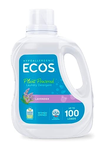 ECOS Laundry Detergent Liquid, 100 Loads - Dermatologist Tested Laundry Soap - Hypoallergenic, EPA Safer Choice Certified, Plant-Powered - Lavender, 100 Fl Oz