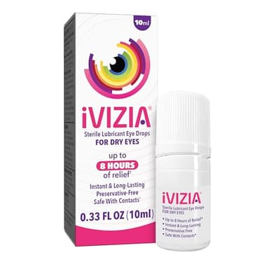 iVIZIA Sterile Lubricant Eye Drops for Dry Eyes, Preservative-Free, Moisturizing, Dry Eye Relief, Contact Lens Friendly, 0.33 fl oz Bottle
