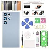 GREEN FUSION Compatible with Galaxy S24 Ultra Back Cover Replacement, S24 Ultra 5G SM-S928 Back Glass Door with Pre-Installed Camera Lens, Repair Tools & Instruction, Titanium Blue