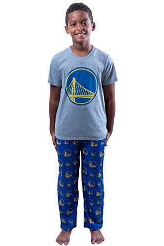 Ultra Game NBA Official Youth 2 Piece T-Shirt & Lounge Pants Pajama Set, Golden State Warriors, Boys Sizes, 8