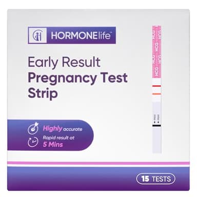 HORMONElife Early Result HCG Pregnancy Test Strips – HCG Tests for Women, Detect Pregnancy Before Missed Period - Accurate Home Urine Testing Kit for Fast & Reliable Results (15/30 Count) (15 Count)
