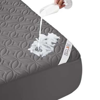BEDLORE Waterproof Mattress Protector, Full Size Mattress Pad with Deep Pocket 6"-15" Depth, Soft Dirt-Proof Double Bed Mattress Cover for Bedroom, College Dorm, Hotel (Gray)