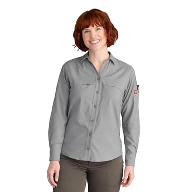 Red Kap Women's Cooling Long Sleeve Work Shirt, Gravel, X-Small
