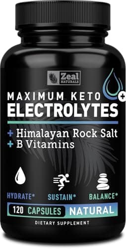 Zeal Keto Electrolyte Capsules - 120 Capsules | Keto Electrolytes Tablets for Rehydration | B-Vitamins + Pink Himalayan Salt | Potassium, Zinc, Magnesium, Sodium | Hydration Supplement