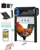 Caifunway Automatic Chicken Coop Door with HD Camera, Solar Powered, 5000mAh Battery, WiFi Enabled, APP-Based Monitoring, Remote Control and Timer, with Anti-Trap Sensor and Alarm Drive(Black)