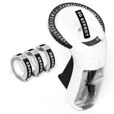 EazeID Embossing Label Maker Machine with Tapes, Manual Embossed Label Maker Retro, Vintage Embosser Labeler 3/8 Inch 9mm 3D Waterproof-Labels for Scrapbooking Supplies Kids DIY Craft Home Office Use