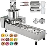 RKUVPAE Commercial Automatic Donut Making Machine, Single Row Auto Doughnut Maker, 7L Hopper Donut Maker with 3 Sizes Molds, Doughnut Fryer, 304 Stainless Steel
