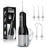 Water Dental Flosser Tooth Pick, Portable Cordless Oral Irrigator 260ML with 4 Modes, 5 Replaceable Jet Tips, Rechargeable, IPX7 Waterproof Travel Irrigation Cleaner for Home, Travel, Braces Care