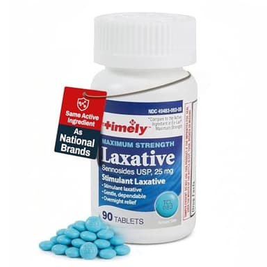 TIME-CAP LABS, INC. Timely - Max Laxatives - 90 Maximum Strength Tablets - 25mg Sennosides Laxative - Occasional Constipation Relief, Best Laxatives for Constipation Fast Acting