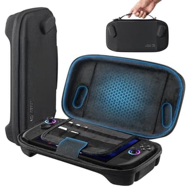 JSAUX Slim Travel Case for Lenovo Legion Go / Go S / Go 2, Compact Hard Shell Carrying Pouch for Console, Holds 8 MicroSD Cards and 5 Card Readers, Includes Carry Strap, Black
