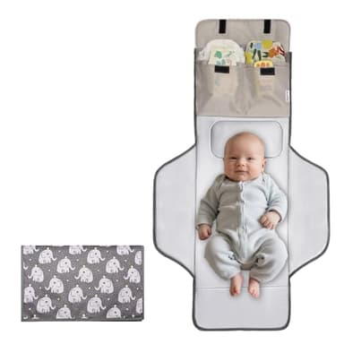 31" X 24.2" Extra Long Large Lightweight Toddler Diaper Changing Pad Travel, Cute Design 1-36 Month Infant Foldable Baby Changing Mat Wipeable, Changing Pad Portable for Station, Car, Stroller