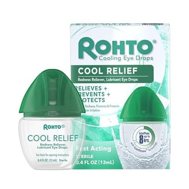 Rohto Cool Relief, Redness Reliever Lubricant Eye Drops, Relieves Redness, Prevents and Protects Further Irritation, Cools and Soothes Red, Dry, Itchy Eyes, Fast-Acting Formula, 0.4 fl oz (Pack of 3)