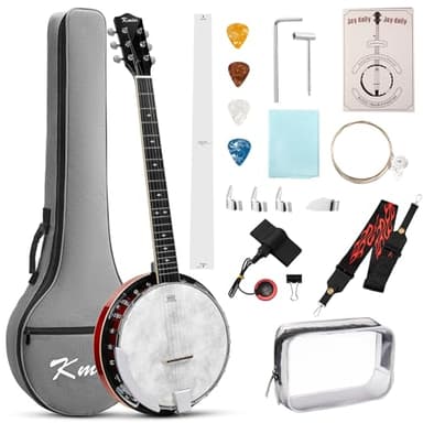 6 String Banjo Guitar Full Size, 38 Inch with Resonator Closed Back, Remo Head, Beginner Banjitar Six String Banjo Kit for Adult, Teens Starters with Bag, Strap, Piezo Pickup,Finger Picks Accessories