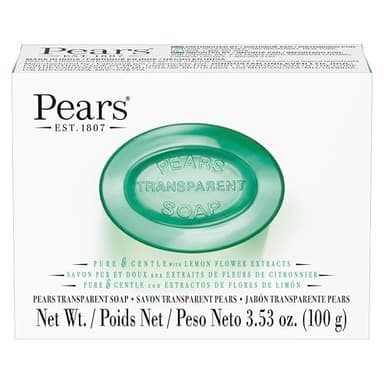 Pears Pure and Gentle with Glycerin and Lemon Flower Extracts - Green for Unisex - 3.5 oz Bar Soap
