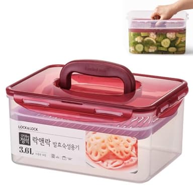 Lock & Lock BPA Free Rectangular Pickle Kimchi Press Ferment Storage Container (3.6L)