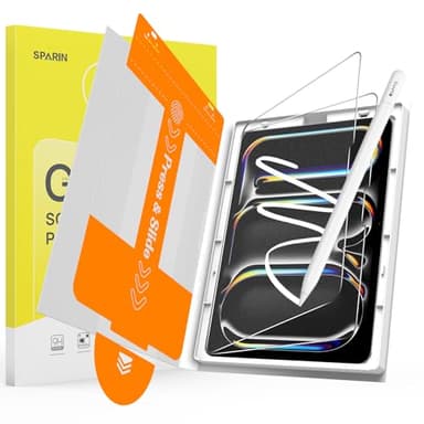 SPARIN 2 Pack Paper Glass Screen Protector for iPad Pro 11 Inch [6/5th Generation M5/M4] 2025/2024, Tempered Glass with Easy Alignment Tool, Matte Anti-Glare, Write Like on Paper, Apple Pencil Support