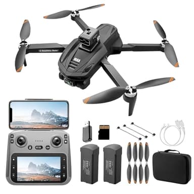 V168 Pro MAX GPS Drone with 4K EIS Camera for Adults, RC Drone with 4.5" HD Screen on Controller, 60 Mins Flight, Long Range Transmission, Follow Me, Auto Return, Brushless Motor, QuickShots, Lightweight and Foldable Quadcopter for Beginner Toy Gifts