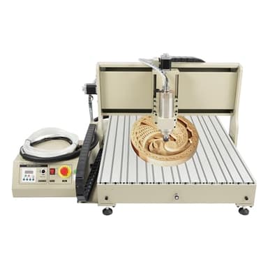 Helrgelrn USB CNC 6090 Router Machine Kit w/MACH Control, 2.2KW 4 Axis VFD Water-Cooling Spindle Motor+3D Milling Engraving Machine, Pro Engraver Milling 3D Cutting Machine w/Control Box, Handwheel
