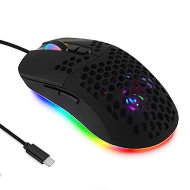 HXMJ Wired USB C Gaming Mice,Lightweight Honeycomb Shell,7200DPI,5 RGB Backlit for Apple MacBook,Tablets,Computer or Laptops with Type C Port