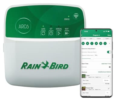 Rain Bird ARC6 App-Based Indoor Smart WiFi Irrigation Sprinkler Timer/Controller, 6-Zone/Station, EPA WaterSense Certified, Compatible with Alexa, Indoor 6-Station