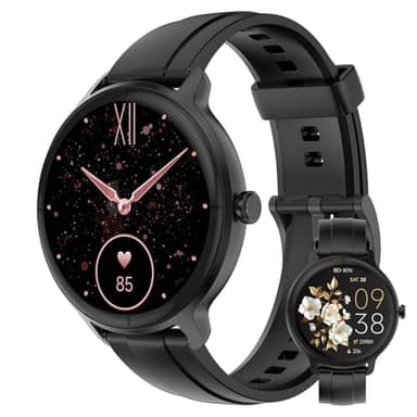 PROTKPETS Smart Watches for Women Men 1.27" HD Fitness Tracker with Heart Rate/Sleep/Step/SpO2 Monitor, IP68 Waterproof Watch for Android iOS (Black)