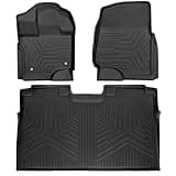 Weize Floor Mats for Ford F150 SuperCrew Cab 2015-2024 2025/2022-2025 F-150 Lightning Front & 2nd Row All Weather TPE Truck Liners (Not Fit Rear Seat with Under-Seat Fold Flat Storage), Set of 3 Mats