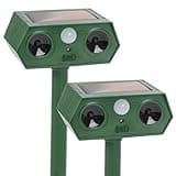 2 Pcs Ultrasonic Animal Repeller Outdoor - Solar Pest Repellent, Waterproof Mouse Repellent for Mice, Deer, Snake, Cat, Rabbit, Raccoon, Skunk, Rat Repellent for Yard, Garden, Lawn, Motion Detection