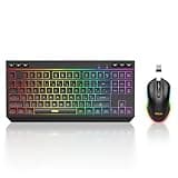 RedThunder K20 TKL Wireless Keyboard and Mouse Combo, Adjustable RGB Backlit Rechargeable Battery, Compact Layout Keyboard with Dedicated Multimedia Keys + Optical Mice for PC/Laptop(Black)