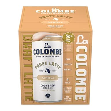 La Colombe Vanilla Draft Latte - 9 Fl. Oz. 4 Pack - 100% Arabica, Single-Origin, Brazilian Cold Brew Coffee with Lactose-Free Foamy Milk, Premium Coffee On the Go, 115mg Natural Caffeine