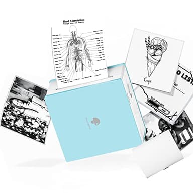 Phomemo Sticker Printer, Mini Printer Sticker Maker Machine M02, Print Pods Mini Pocket Machine for Creative DIY, Photos, Study Notes, Small Thermal Label Maker with AI APP for Home/Office/School,Cyan