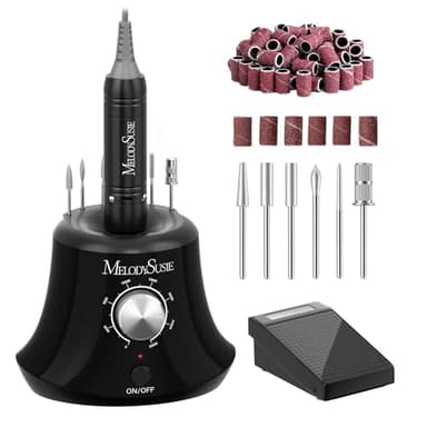MelodySusie Multifunctional Desktop Nail Drill with Foot Pedal, SC320I 30000RPM E-File with Bit Holders & Elegant Design for Manicure Trimming, Shaping & Gel Removal, Ideal for Nail Artists & Home Use