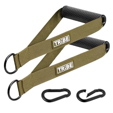 Heavy Duty Handles - Set of 2 Handles with 2 Carabiners - Comfortable Grip Handles for Resistance Bands, Cable Machines, and Home Workouts - Durable Exercise Accessories for Strength Training (Green)