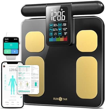 RunStar Scale for Body Weight and Fat Percentage, 8 Electrodes High Precision Digital Scale for BMI 28 Body Composition Measurement, Bathroom Smart Scales with Large Color Display FSA&HSA Eligible