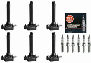 HIKARU PARTS UF648 Ignition Coil Packs & NGK Iridium IX Spark Plugs Replacement For Dodge Journey Durango Grand Caravan Jeep Wrangler Chrysler Charger 3.6 3.2 V6 11 12 13 14 15 17 18 19 20 Set of 6