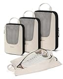 BAGSMART 4 Set Compression Packing Cubes for Travel, Packing Cubes for Luggage Travel, Lightweight Packing Suitcase Organizers with Shoe Bag