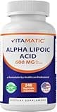 Vitamatic Alpha Lipoic Acid (ALA) 600mg Per Serving - 240 Vegetable Capsules - 120 Servings - Non-GMO & Gluten Free