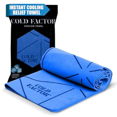 COLD FACTOR Cooling Towels for Sports, Cooling Neck Wraps – Cold Towel for Running, Workout & Outdoor Use, with UPF 50+-Soft, Chill Pad, Reusable Cooling Neck Towel, 13"x29.5" - 1 Pack (Blue)