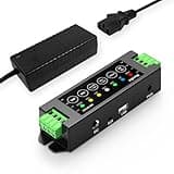 Herdio 4-Channel Amplifier Bluetooth 5.0 Amp Receiver 200W Power Output with 24V5A AC-DC Power Supply Wall Mounting,USB/MIC/AUX/TWS,for Home/Garage/Ceiling/Passive Speakers (40W Each Channel)