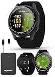 Garmin Approach S50 (Slate/Black) Golf GPS Smartwatch Bundle - 1.2" AMOLED Display, On-Course Features, Wrist Heart Rate with PlayBetter Screen Protectors & 5000mAh Portable Charger