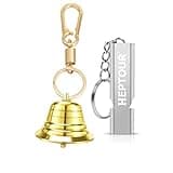 Heptour Loud Bear Bell with Emergency Whistle Set for Hikers, Solid Brass Bear Bells with Silencer，Emergency Whistles and Carabiner for Hiking/Survival/Camping/Climbing/Boating