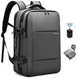 BANGE Airback Backpack,60L Expandable Travel Backpack Vacuum Compression with Air Pump, Waterproof and Anti-Theft Laptop Backpack for Hiking, Business and Travel