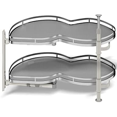 Blind Corner Cabinet Pull Out Organizer, Soft Close Swing Left Pull Out Cabinet Organizer 36inch, Corner Cabinet Lazy Susan for Corner Cabinet Blind Shelf, 2 Tiers Tray, Adjustable Height